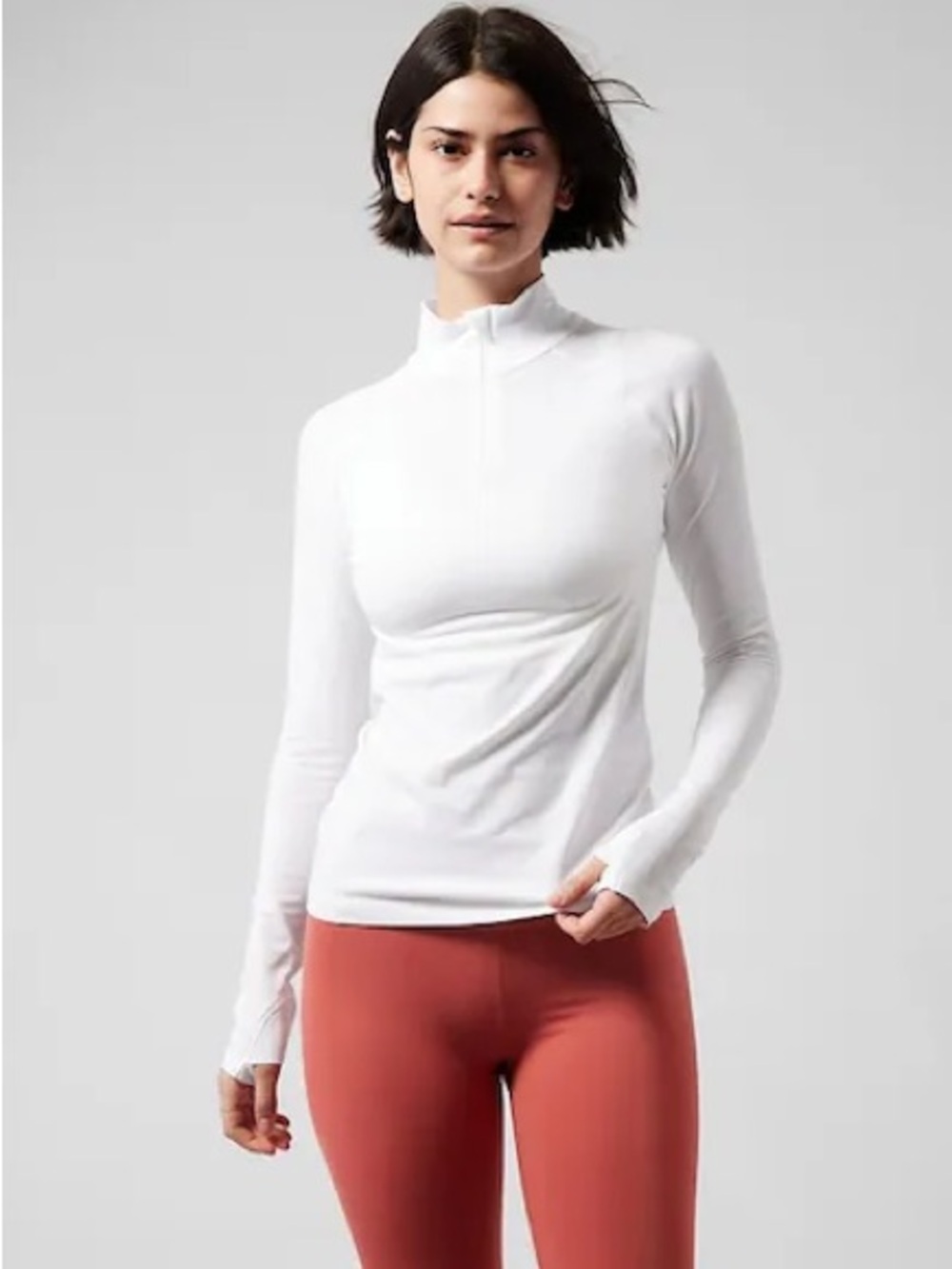 RARE NEW Athleta Momentum 1/2 Zip Lightweight Pullover Breathable Top in White